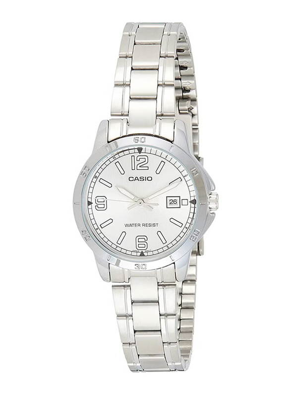 Casio Analog Watch for Women with Stainless Steel Band, Water Resistant, LTP-V004D-7B2UDF, Silver