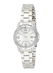 Casio Analog Watch for Women with Stainless Steel Band, Water Resistant, LTP-V004D-7B2UDF, Silver