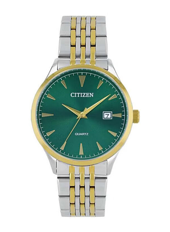 

Citizen Quartz Analog Watch for Men with Stainless Steel Band, Water Resistant, DZ0064-52X, Silver-Green