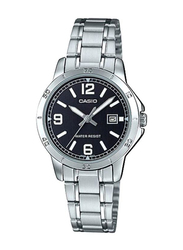 Casio Analog Wrist Watch Unisex with Stainless Steel Band, Water Resistant, LTP-V004D-1B2, Silver-Black