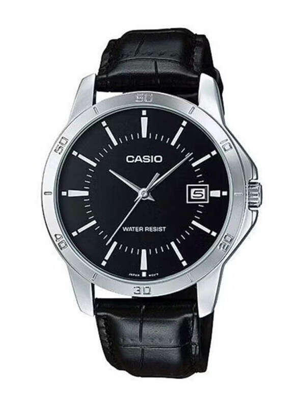 

Casio Dress Analog Watch for Men with Leather Band, Water Resistant, MTP-V004L-1A, Black