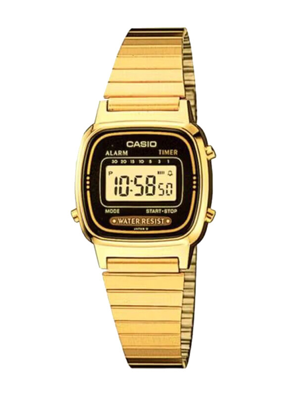 

Casio Vintage Digital Watch for Women with Stainless Steel Band, Water Resistant, LA670WGA-1DF, Gold
