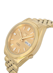 Seiko Analog Watch for Men with Stainless Steel Band, Water Resistant, SNKF82J, Gold-Gold