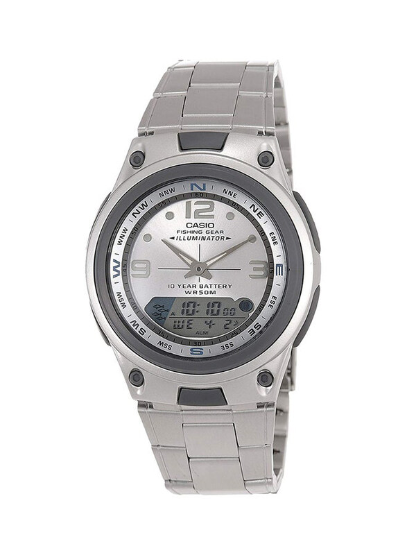 

Casio Youth Analog/Digital Watch for Men with Stainless Steel Band, Water Resistant, AW-82D-7A, Silver-Grey/Silver