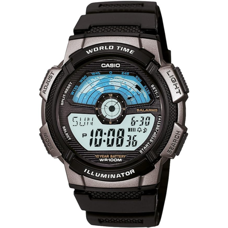 

Casio Vintage Series Digital Unisex Watch with Resin Band, Water Resistant, AE-1100W-1AVSDF, Black-Multicolour