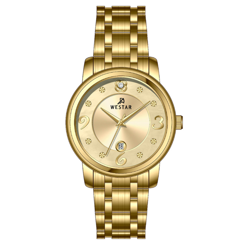 

Westar Analog Watch for Women with Stainless Steel Band, Water Resistant, 00158GPN112, Gold-Gold