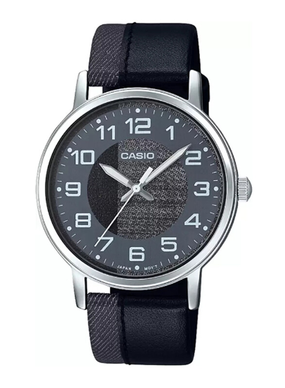 

Casio Standard Series Analog Watch for Men with Leather Band, Water Resistant, MTP-E159L-1BDF, Black-Grey