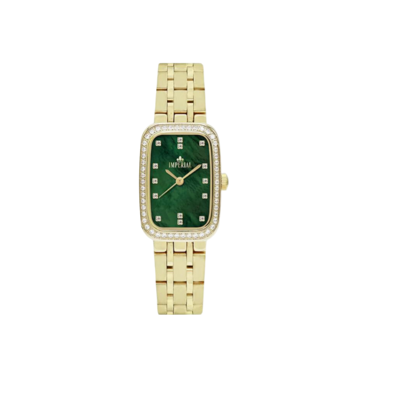 

Imperial Analog Watch for Women with Stainless Steel Band, Water Resistant, 8650L, Gold-Green