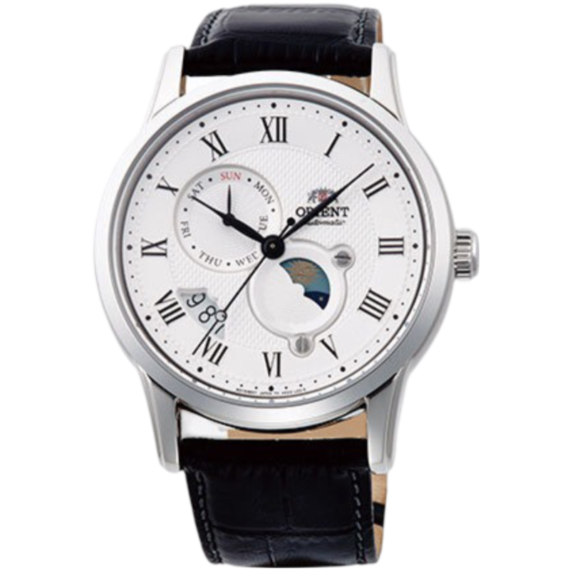

Orient Analog Watch for Men with Leather Band, Water Resistant and Chronograph, OW-RAAK0008S, Black-White