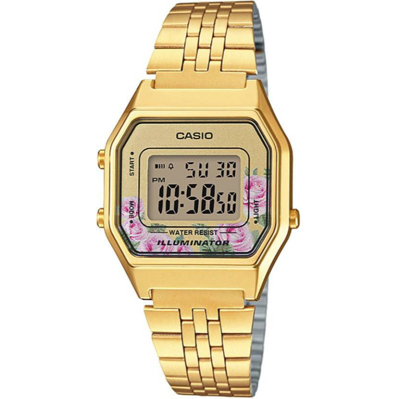 

Casio Vintage Series Digital Unisex Watch with Stainless Steel Band, Water Resistant, LA680WGA-4CDF, Gold-Gold