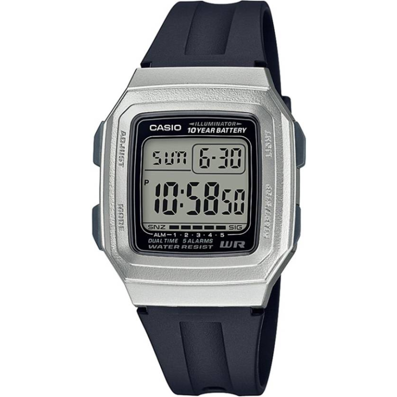 

Casio Standard Series Digital Unisex Watch with Resin Band, Water Resistant, F-201WAM-7AVDF, Black-Silver