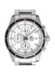 Casio Edifice Analog Watch for Men with Stainless Steel Band, Water Resistant and Chronograph, EFR-526D-7AVUDF, Silver-White