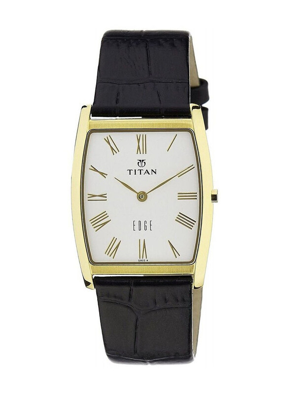 

Titan Analog Watch for Men with Leather Band, 1044YL04, White-Black