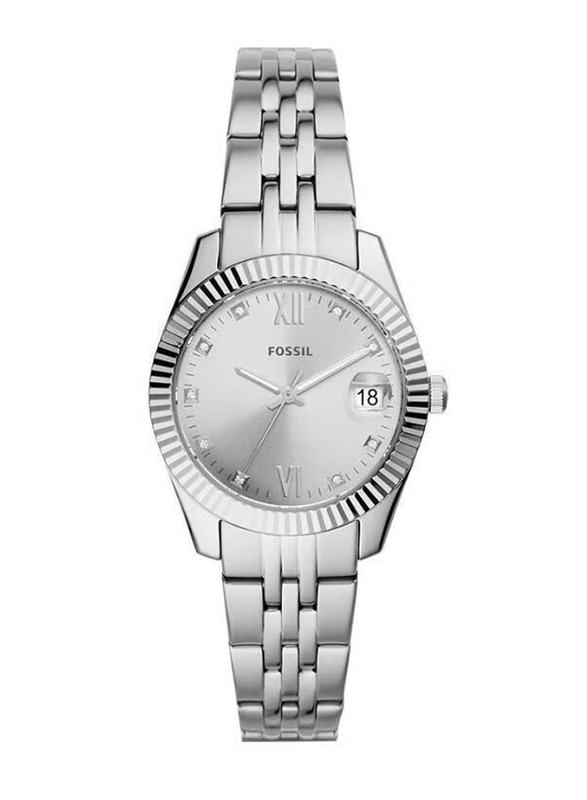 Fossil Scarlette Mini Analog Watch for Women with Stainless Steel Band, Water Resistant, ES4897, Silver