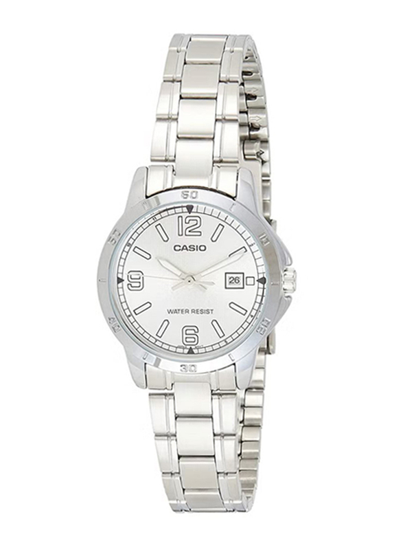 Casio Analog Watch for Women with Stainless Steel Band, Water Resistant, LTP-V004D-7B2UDF, Silver