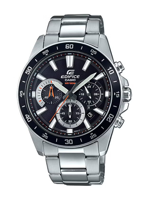 Casio Edifice Analog Watch for Men with Stainless Steel Band, Water Resistant, EFV-570D-1AVUDF, Silver-Black