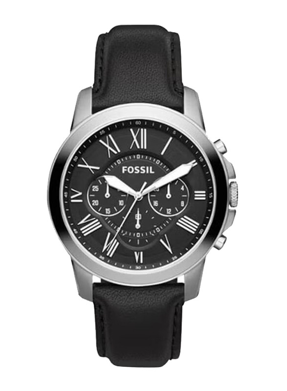 

Fossil Grant Analog Watch for Men with Leather Band, Water Resistant, FS4812, Black