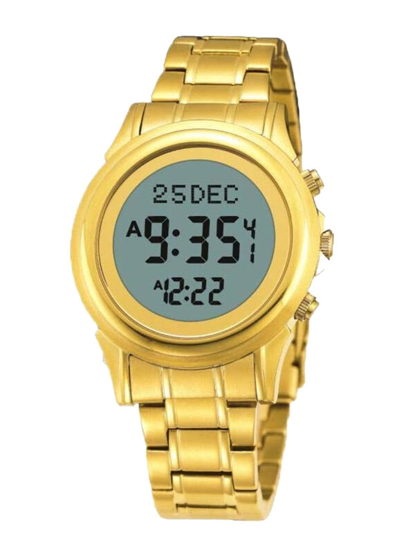 

Al-Harameen Digital Watch for Unisex with Stainless Steel Band, Water Resistant, HA 6382FG, Grey-Gold