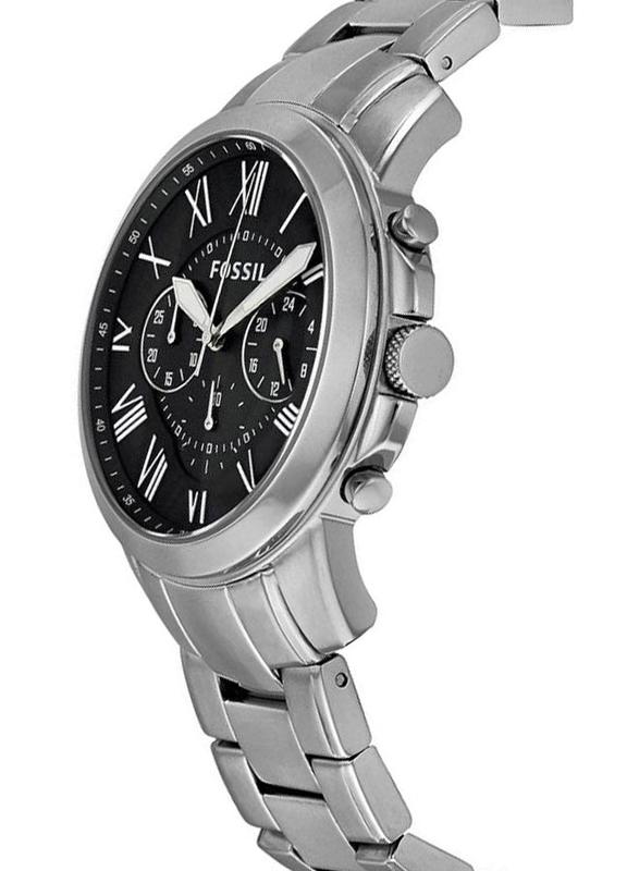 Fossil Analog Watch for Men with Stainless Steel Band, Water Resistant and Chronograph, FS4736IE, Silver-Black