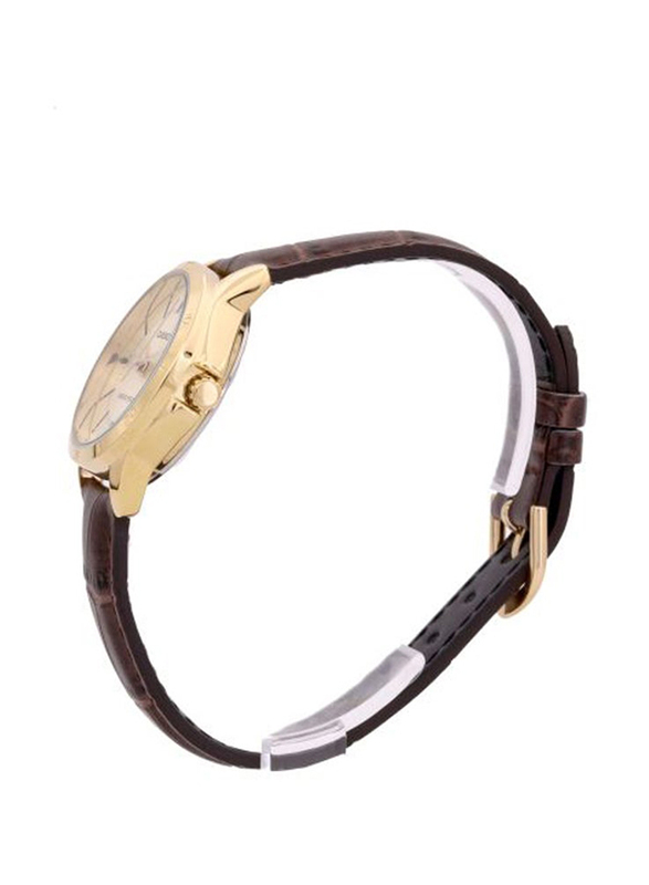 Casio Dress Analog Watch for Women with Leather Band, Water Resistant, LTP-V004GL-9AUDF, Brown-Gold