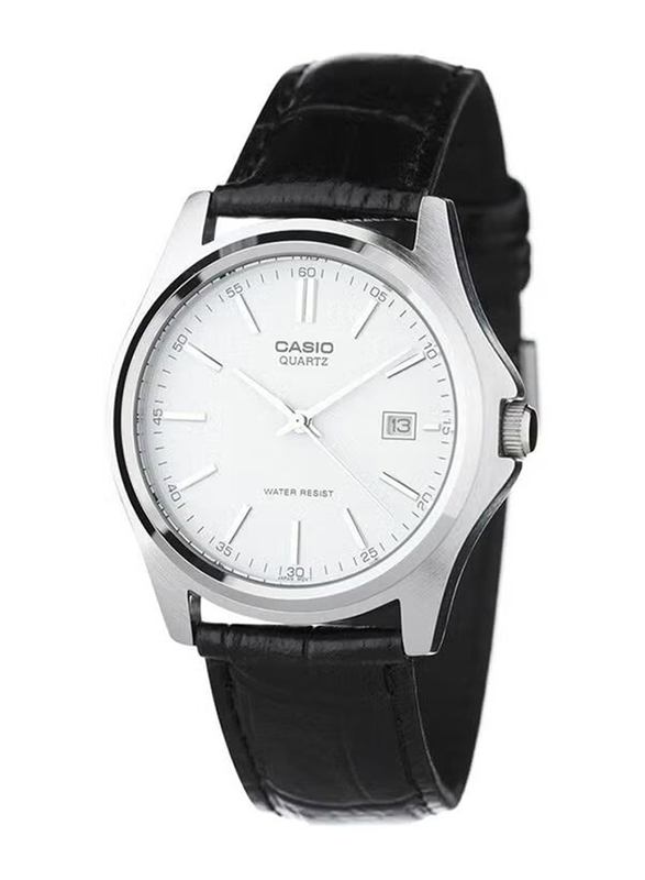 Casio Analog Watch for Women with Leather Band, Water Resistant, LTP-1183E-7A, Black-White