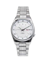 Seiko 5 Automatic Analog Wrist Watch for Men with Stainless Steel Band, Water Resistant, SNK559, Silver-White