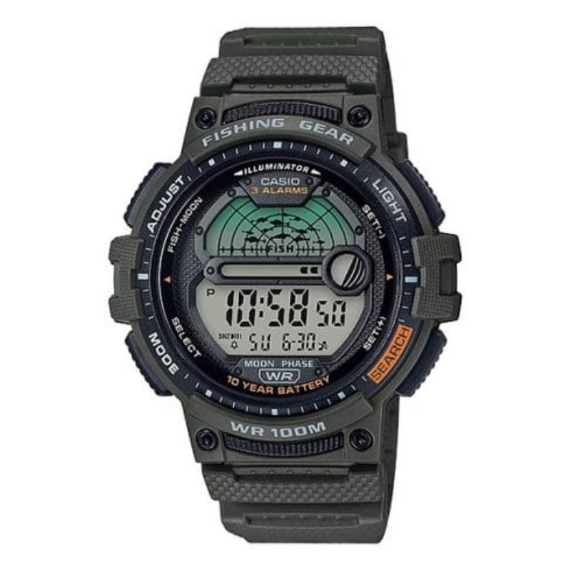 

Casio Youth Digital Watch for Men with Resin Band, Water Resistant, WS-1200H-3AVDF, Green-Transparent