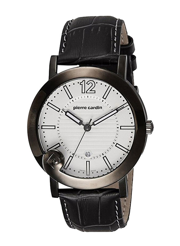 

Pierre Cardin Analog Watch for Men with Leather Band, PC106321S05, Black-White