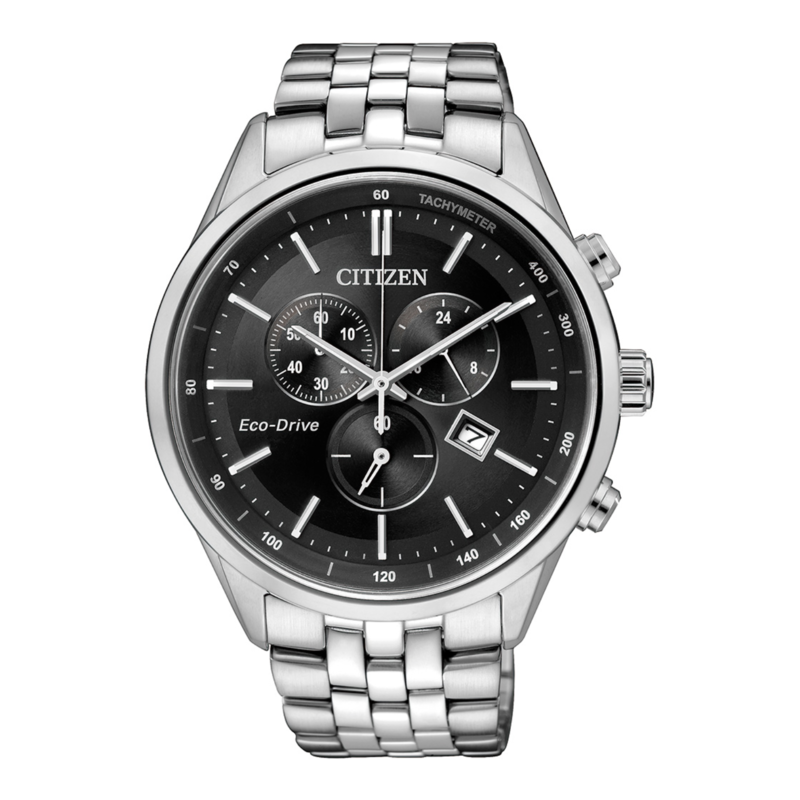 

Citizen Analog Watch for Men with Stainless Steel Band, Water Resistant and Chronograph, AT2140-55E, Silver-Black