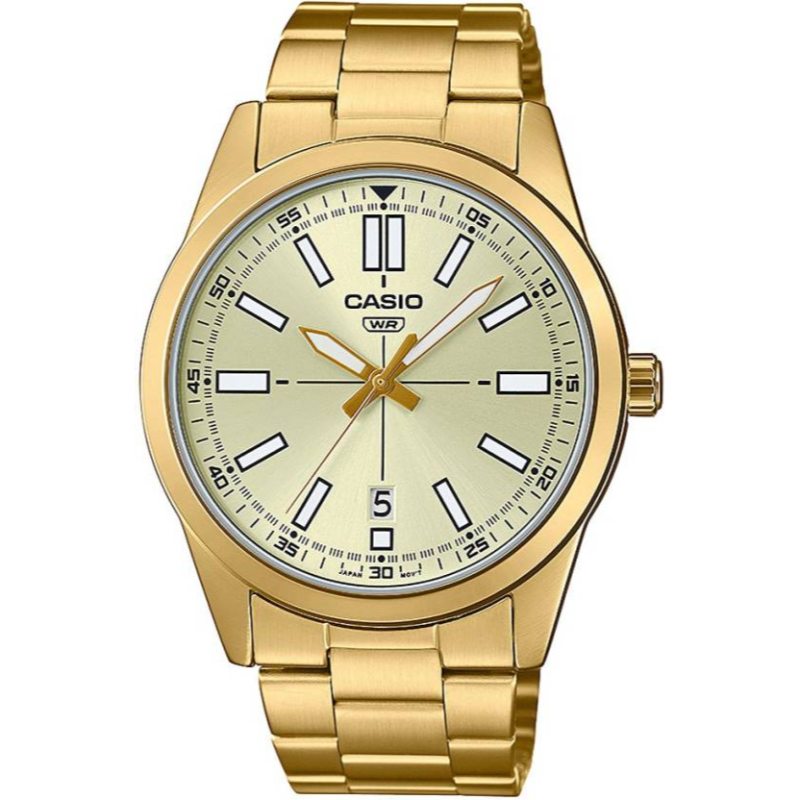 

Casio Standard Analog Watch for Men with Stainless Steel Band, Water Resistant, MTP-VD02G-9EUDF, Gold-Yellow