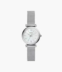 Fossil Carlie Analog Watch for Women with Stainless Steel Band, Water Resistant, ES4432, Silver-White