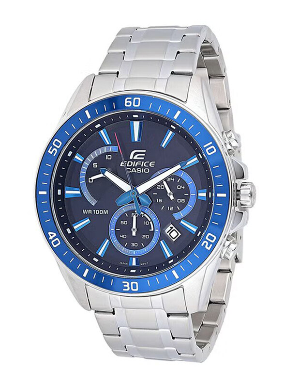 

Casio Edifice Analog Watch for Men with Stainless Steel Band, Water Resistant, EFR-552D-1A2VUDF, Silver-Blue