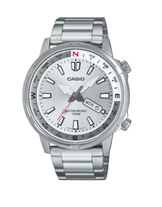 

Casio Enticer Analog Watch for Men with Stainless Steel Band, Water Resistant, MTD-130D-7AVDF, Silver-Silver