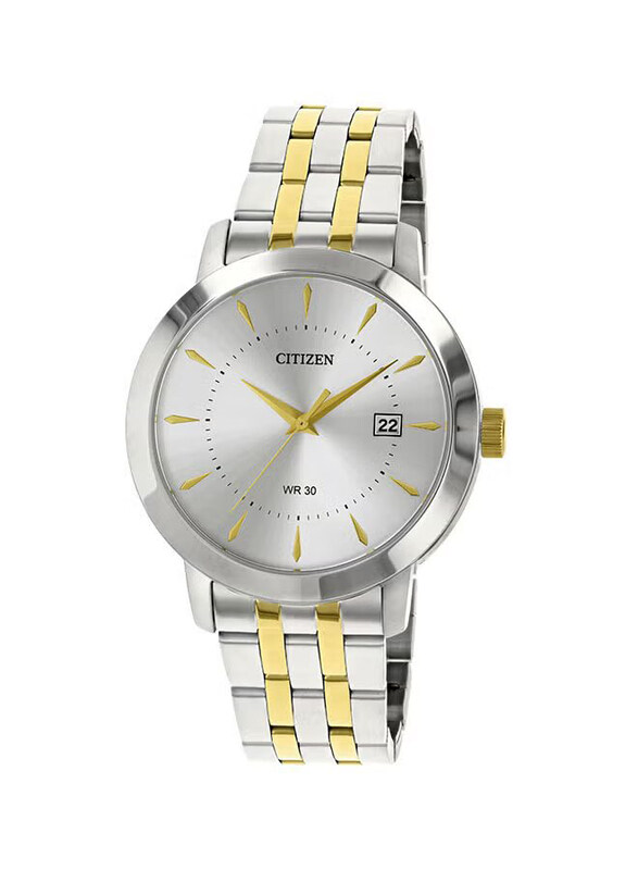 

Citizen Analog Watch for Men with Stainless Steel Band, Water Resistant, DZ0014-51A, Silver/Gold-White