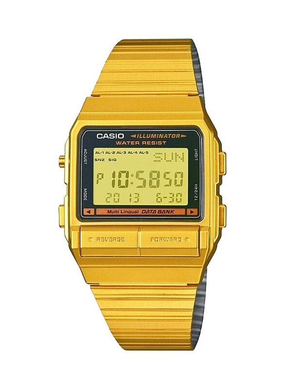 

Casio Illuminator Digital Watch for Men with Stainless Steel Band, Water Resistant, DB-380G-1DF, Gold