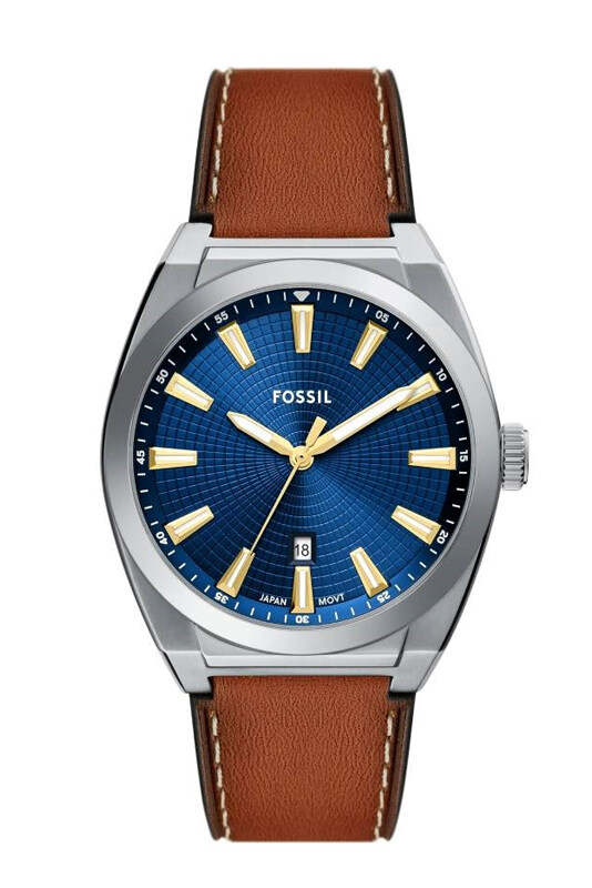 

Fossil FS6115 Everett Blue Dial Brown Leather Strap Watch