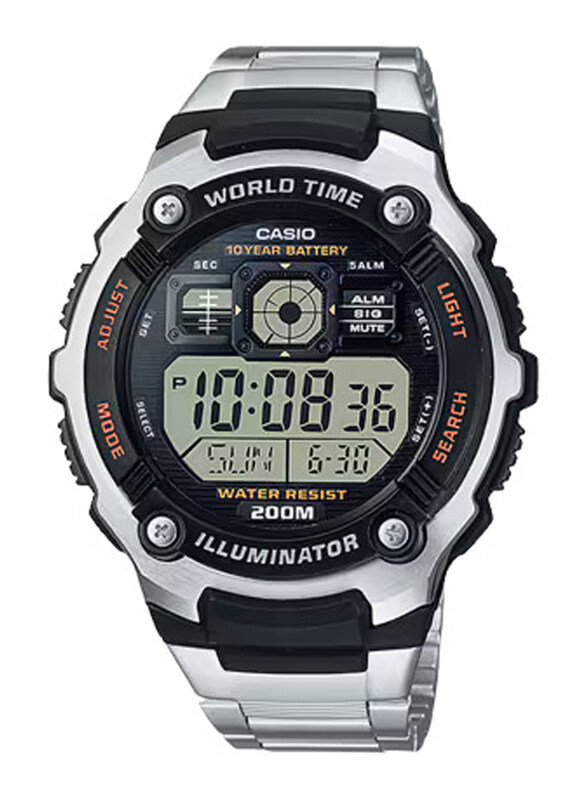 

Casio Youth Digital Watch for Men with Resin Band, Water Resistant, AE-2100W-1AVDF, Black-Silver