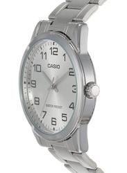 Casio Enticer Analog Watch for Men with Stainless Steel Band, Water Resistance, MTP-V001D-7BUDF, Silver