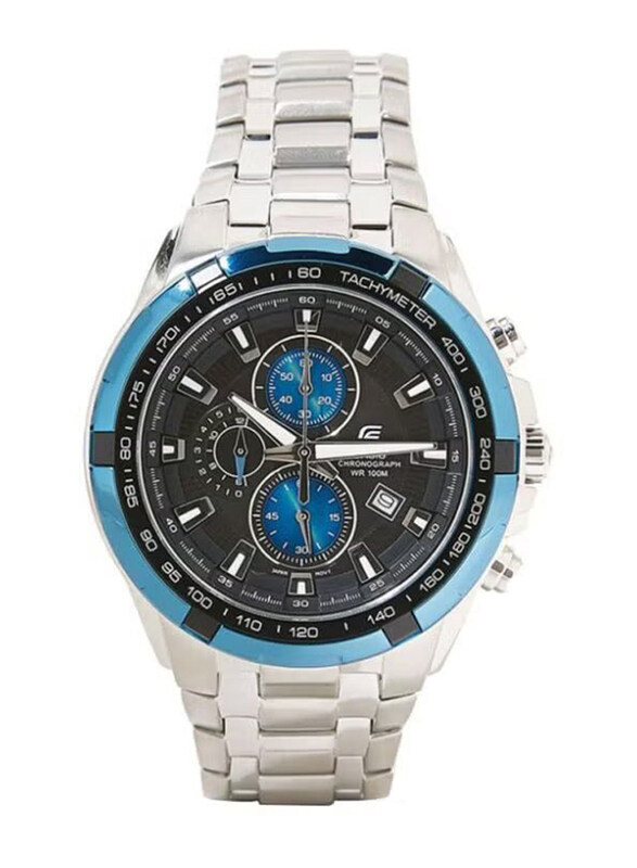 

Casio Analog Watch for Men with Stainless Steel Band, Water Resistant, EF-539D-1A2VUDF, Silver-Black/Blue