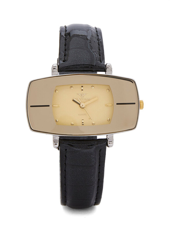 

Spectrum Analog Watch for Women with Leather Band, 93552LL-1, Gold-Black