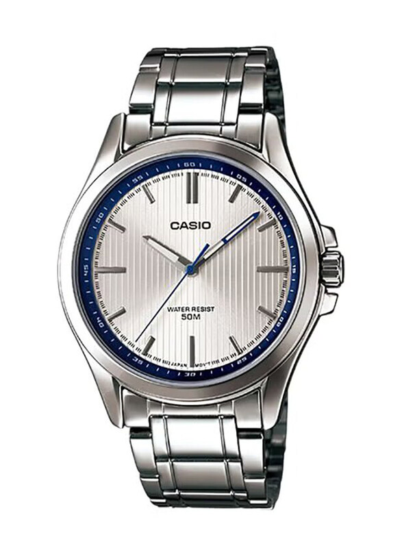 

Casio Analog Watch for Men with Stainless Steel Band, Water Resistant, MTP-E104D-7AVDF, Silver-Silver