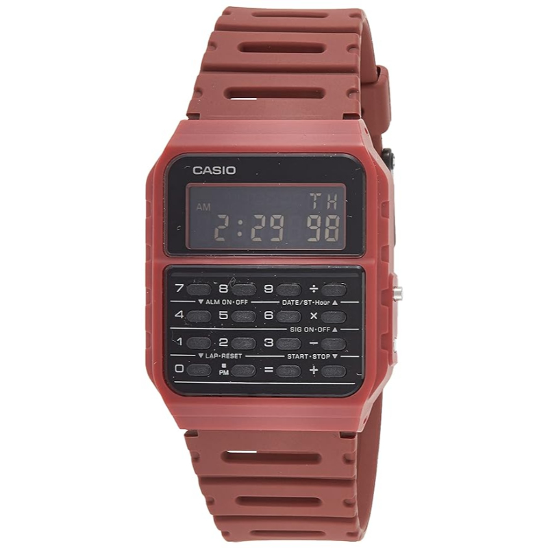 

Casio Vintage Series Digital Watch for Men with Resin Band, Water Resistant, CA-53WF-4BDF, Red-Black