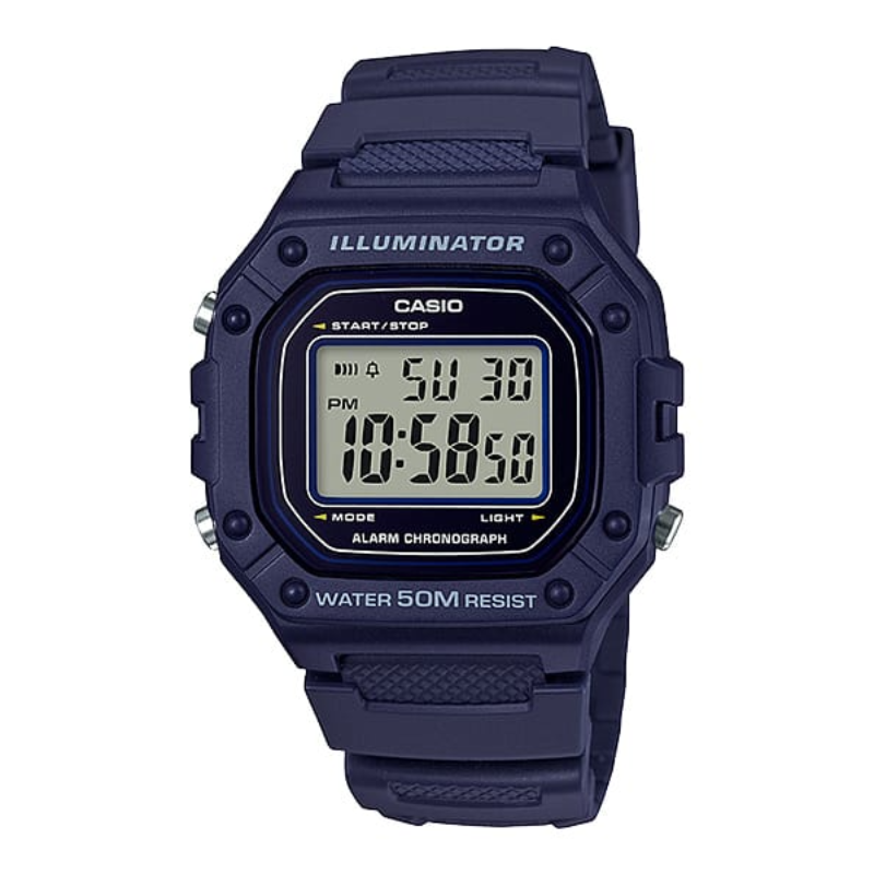 

Casio Standard Series Digital Watch for Men with Resin Band, Water Resistant, W-218H-2AVDF, Blue-Grey