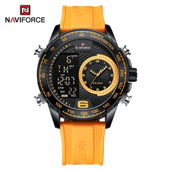 Naviforce Analog/Digital Watch for Men with Thermoplastic Polyurethane (TPU) Band, Water Resistant, NF9199T, Yellow-Black