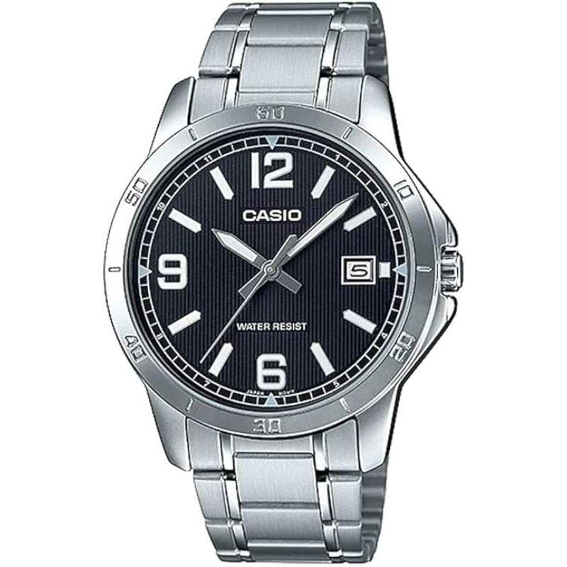 

Casio Enticer Series Analog Watch for Men with Stainless Steel Band, Water Resistant, MTP-V004D-1B2UDF, Silver-Black