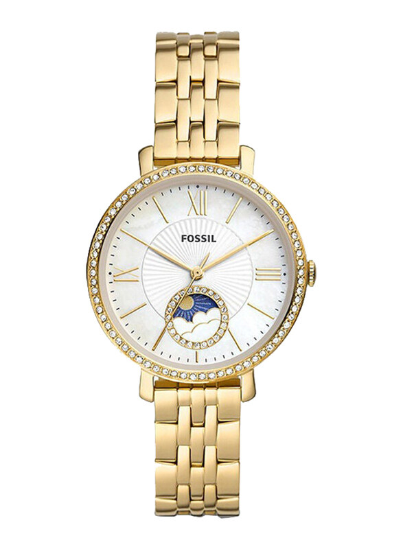 

Fossil Analog Watch for Women with Stainless Steel Band and Water Resistant, ES5167, Gold-White