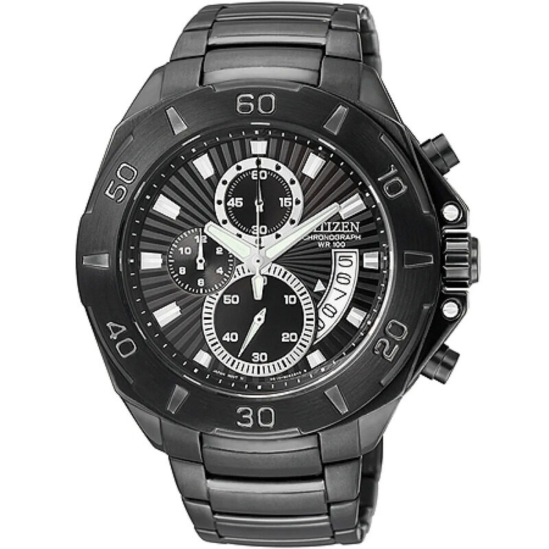 

Citizen Analog Watch for Men with Stainless Steel Band, Water Resistant and Chronograph, AN3409-53E, Black-Black