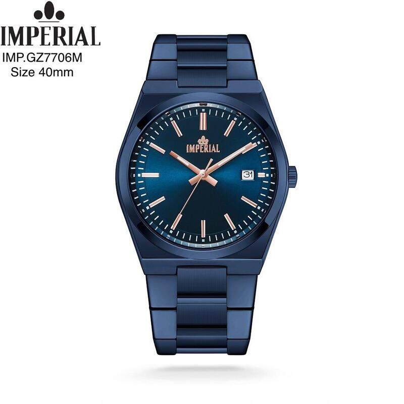 

Imperial 7706g, gents pair watch, Full Blue dial,Date