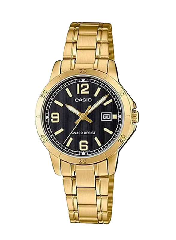 Casio Analog Watch for Women with Stainless Steel Band, Water Resistant, LTP-V004G-1B, Gold-Black