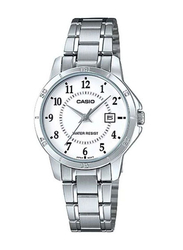 Casio Analog Watch for Women with Stainless Steel Band, Water Resistant, LTP-V004D-7B, Silver-White
